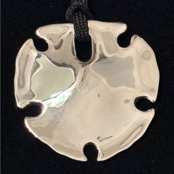 RLM Studio Sterling Silver Sand Dollar Pendant on Black Cord - Picture 2 of 5